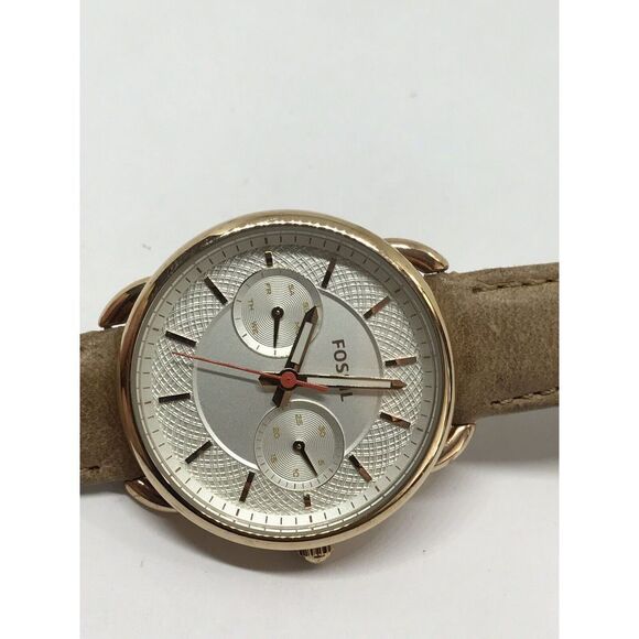 Fossil ES4021 Tailor Women’s Light Brown Leather Analog Dial Genuine Watch Z847 - Picture 8 of 8